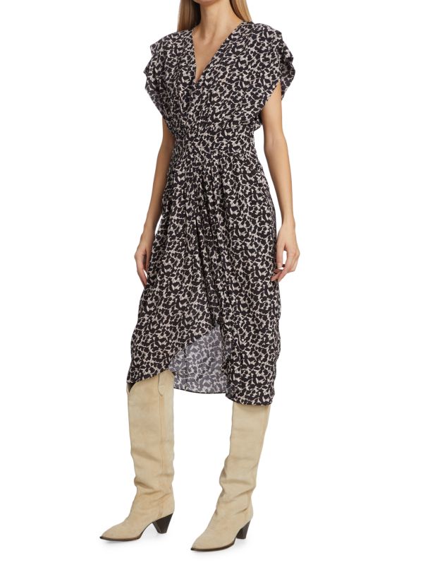 Isabel Marant toile Almeya Printed Gatherec Midi-Dress